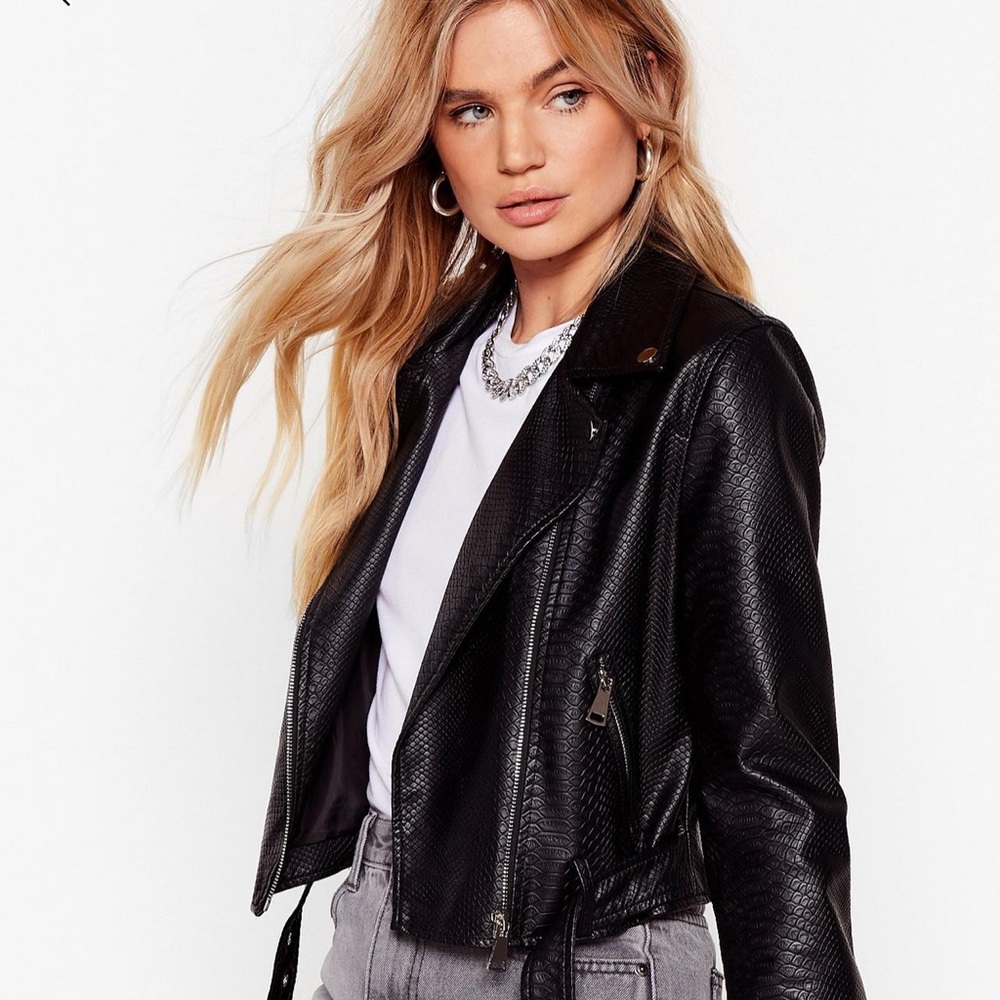 Snake It Work Faux Leather Moto Jacket